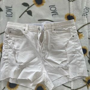 torrid White Ripped Denim Cutoff Shorts